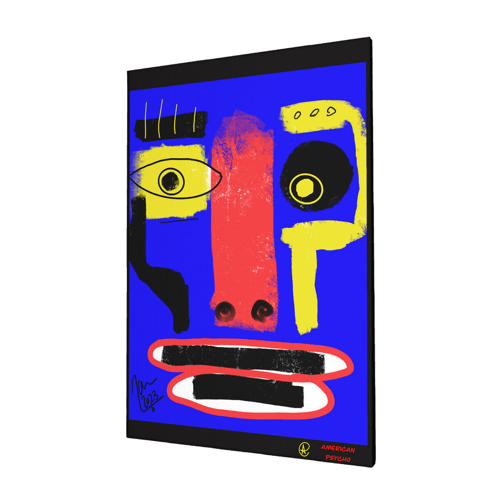 Blue Face - American Psycho -  High Quality Canvas Frameless Decorative Painting 16x24in (vertical) by The Art Assassin 74