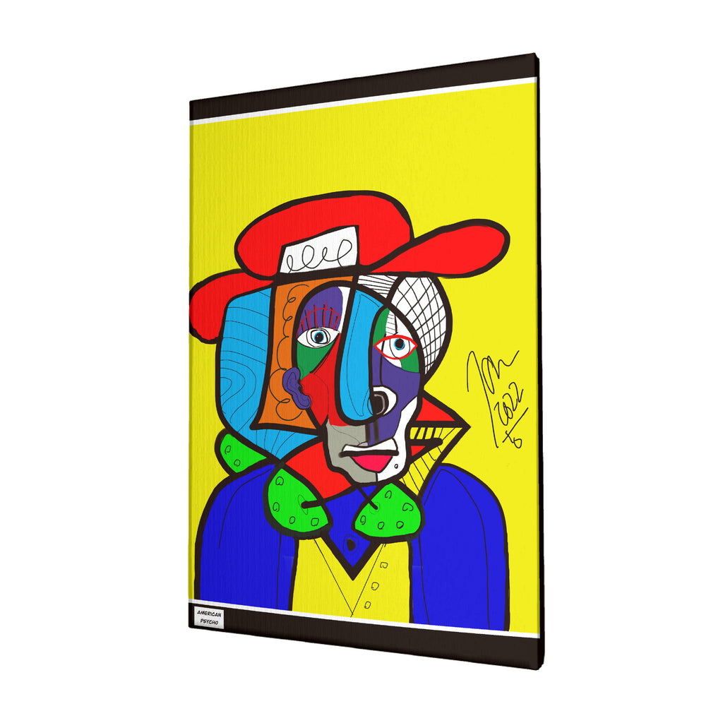 Jack -Red Hat (American Psycho) High Quality Canvas Frameless Decorative Painting 12x18in (vertical) by The Art Assassin 74